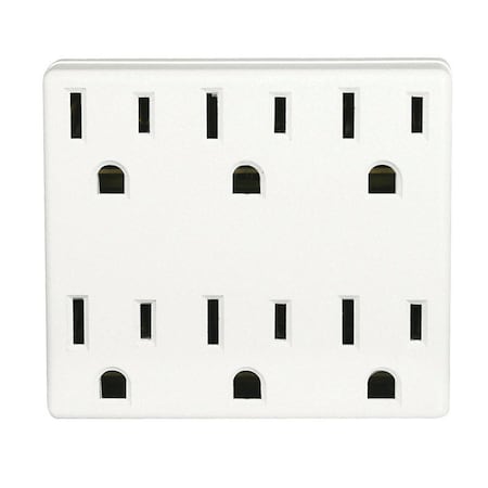 Leviton Plug Adapter, Outlet Tap, 5-15R, White C22-6ADPT-00W